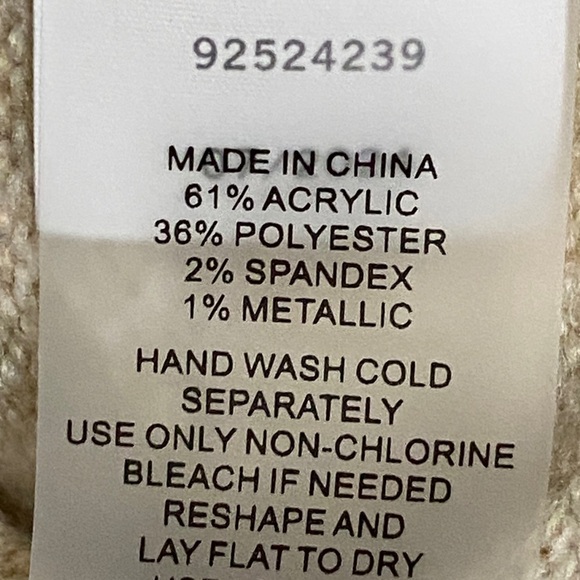 NWT VINCE CAMUTO WO SIZE 2X SWEATER SOFT CREAM TAN GOLD METALLIC THREADS COMFY - Picture 4 of 10